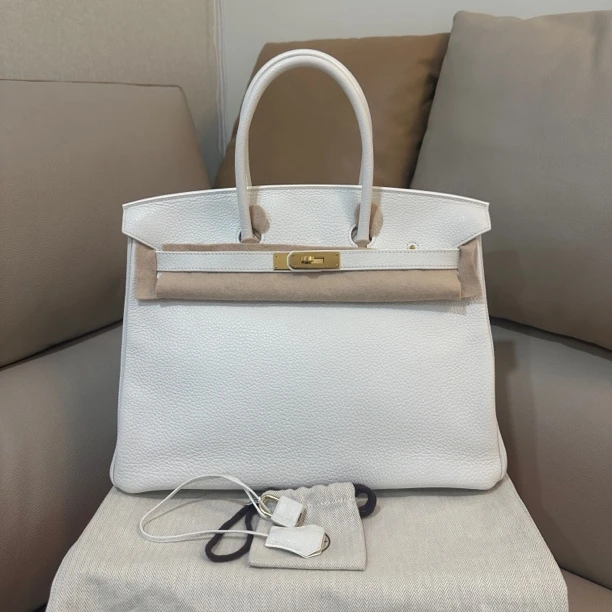 99新 Hermes/爱马仕 爱马仕birkin35纯白白雪公主手提包