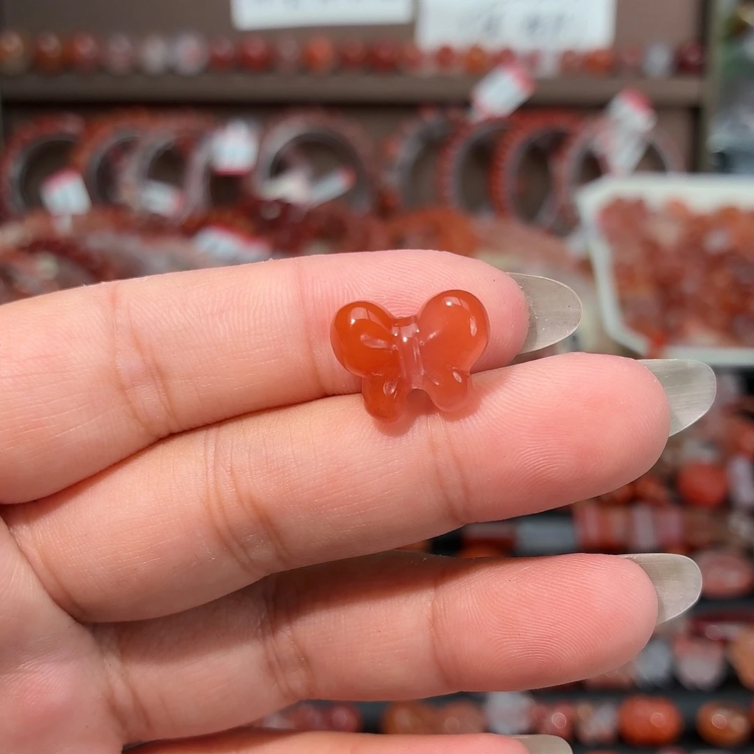 南红玛瑙未镶嵌颈饰上下通孔蝴蝶结