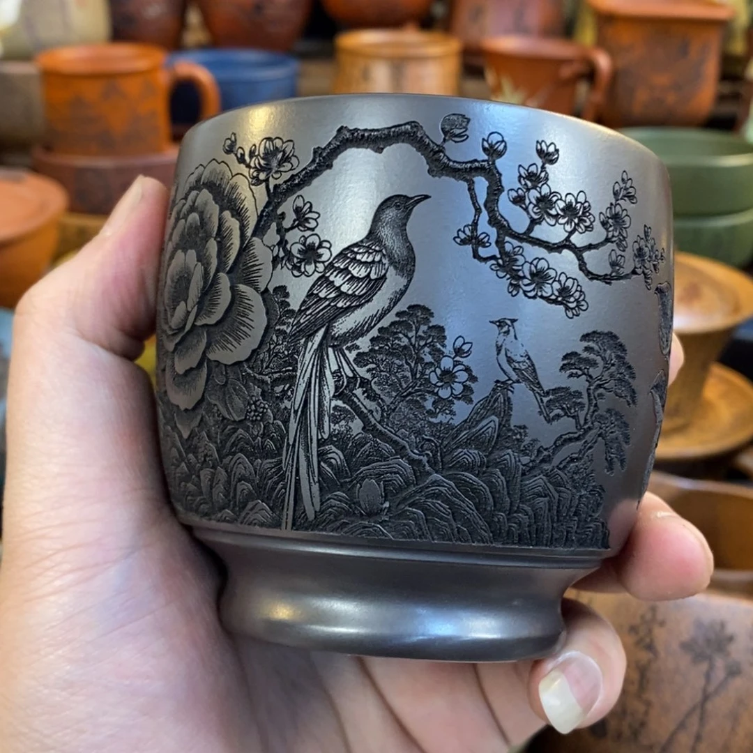 紫砂杯子宜兴全手工紫砂杯