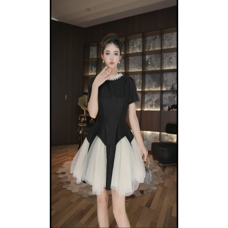 七爷定制 国内设计师品牌 显瘦气质重工连衣裙 65351