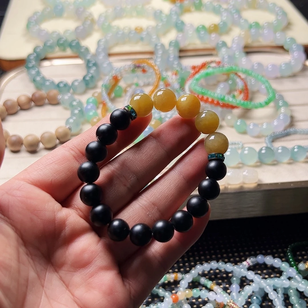 翡翠未镶嵌手链黄翡半圈