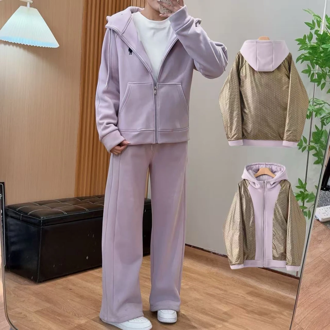 黑金石墨烯冬季新款连帽休闲百搭时尚套装  B610