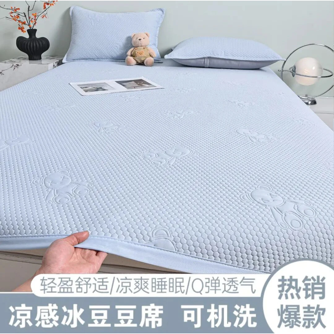 夏季新款冰豆豆小冰熊凉感软凉席可折叠机洗凉席可折叠冰丝凉席