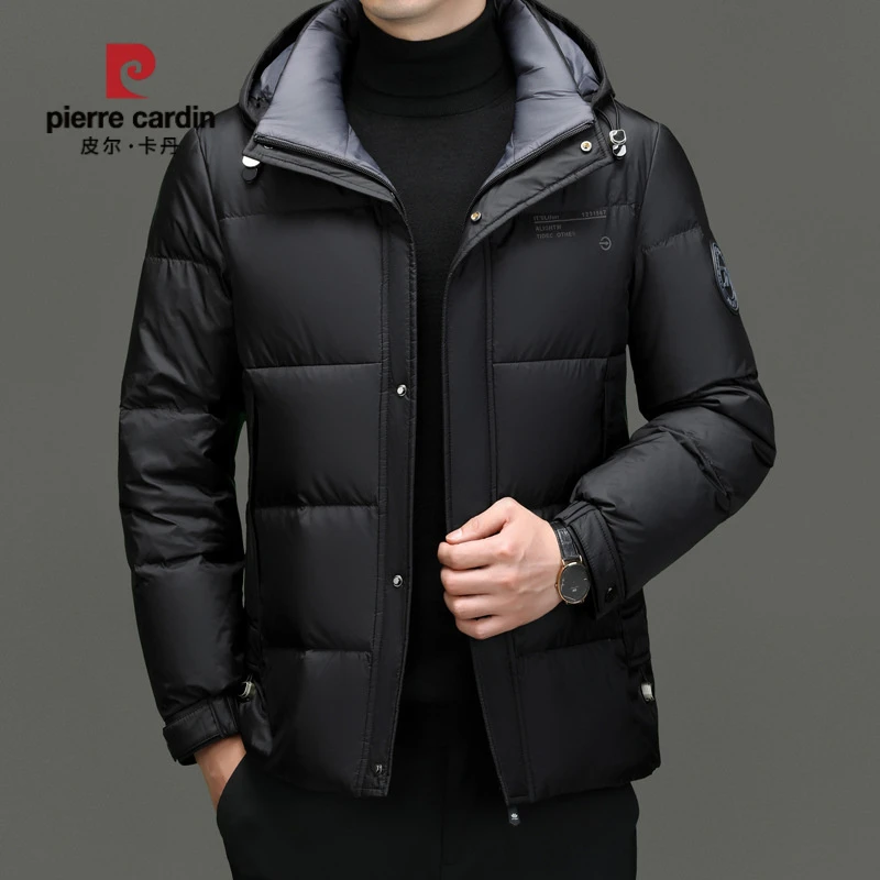 皮尔卡丹品牌羽绒服男士冬季新款加厚保暖鸭绒羽绒衣休闲连帽防寒