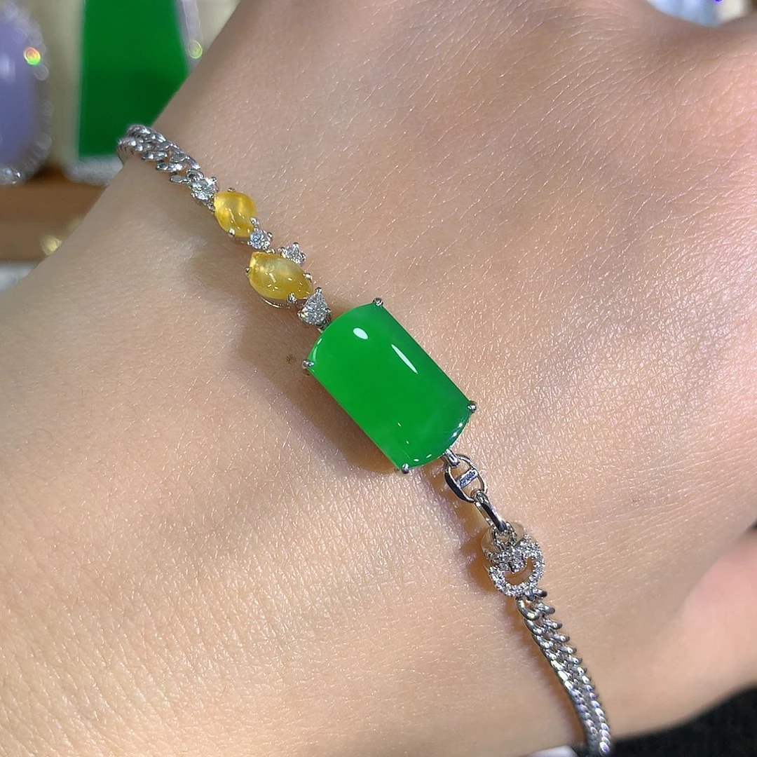 翡翠18K金镶嵌手链88888