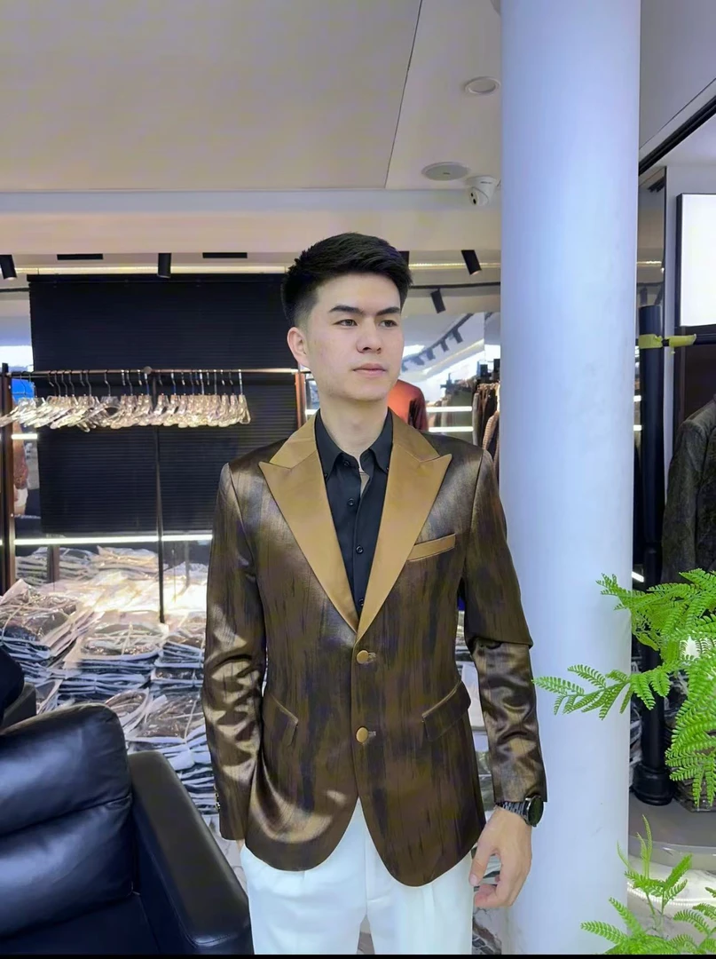 色块修身厚款戗驳领吊染西服上装上衣小西装秋季商务西装ABS275