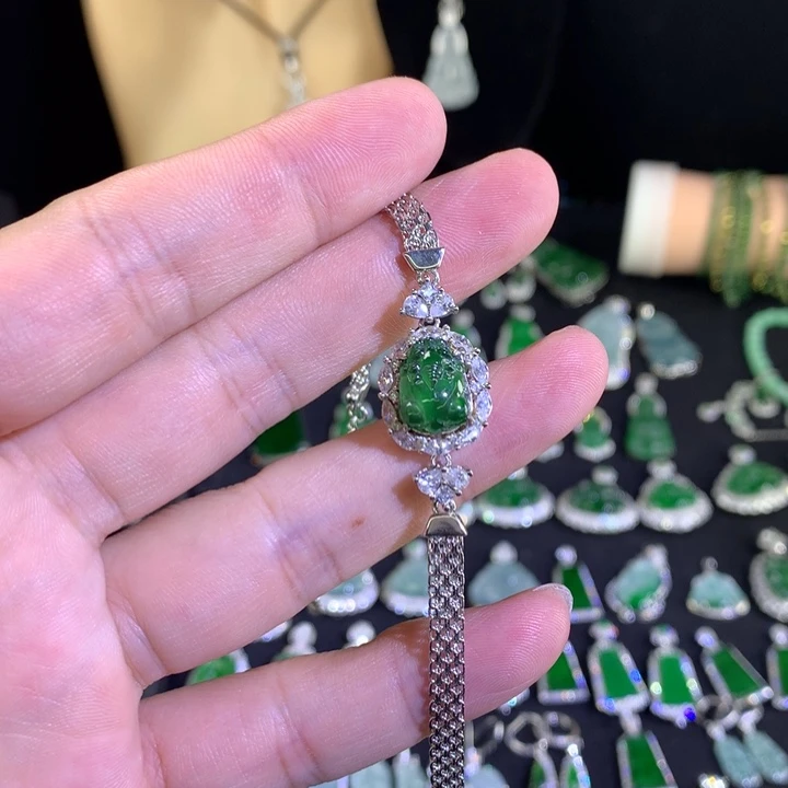 银S925镶嵌手链翡翠