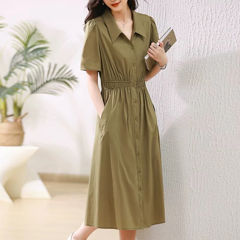 H1086卡其粉连衣裙]女士时尚气约潮拼接裙子春秋色牛ssss