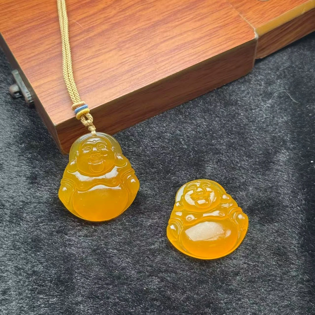 天然珠宝玉石时尚大气冰黄佛公吊坠-8022#-A7-多样性发一