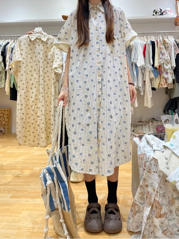 MY#25118夏季福利高品质很OK长款衬衫连衣裙，裙长：110cm