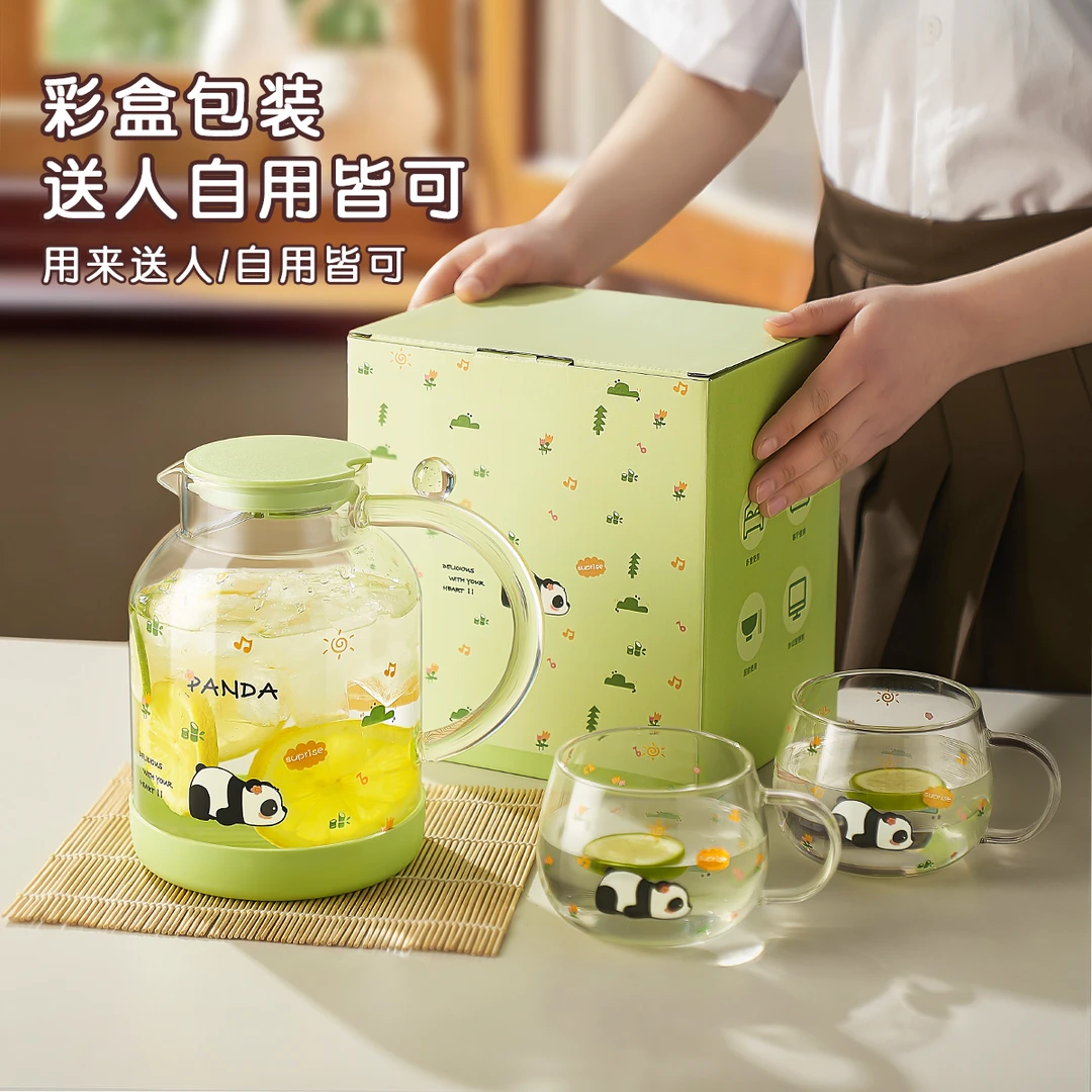 玻璃茶壶家用冷水壶耐高温泡茶壶家用凉水玻璃杯大容量凉水壶杯子