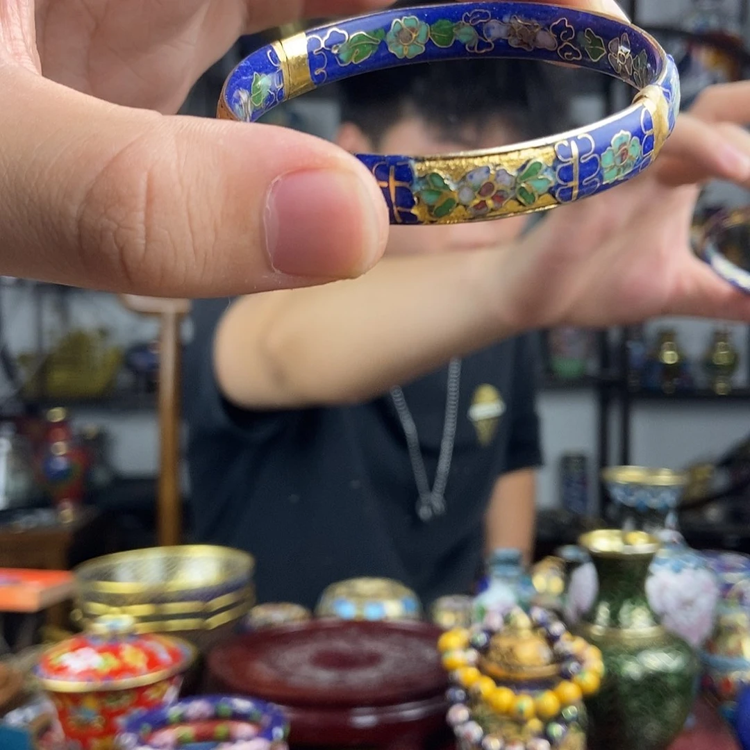 铜_*富景泰蓝创汇半金地手镯