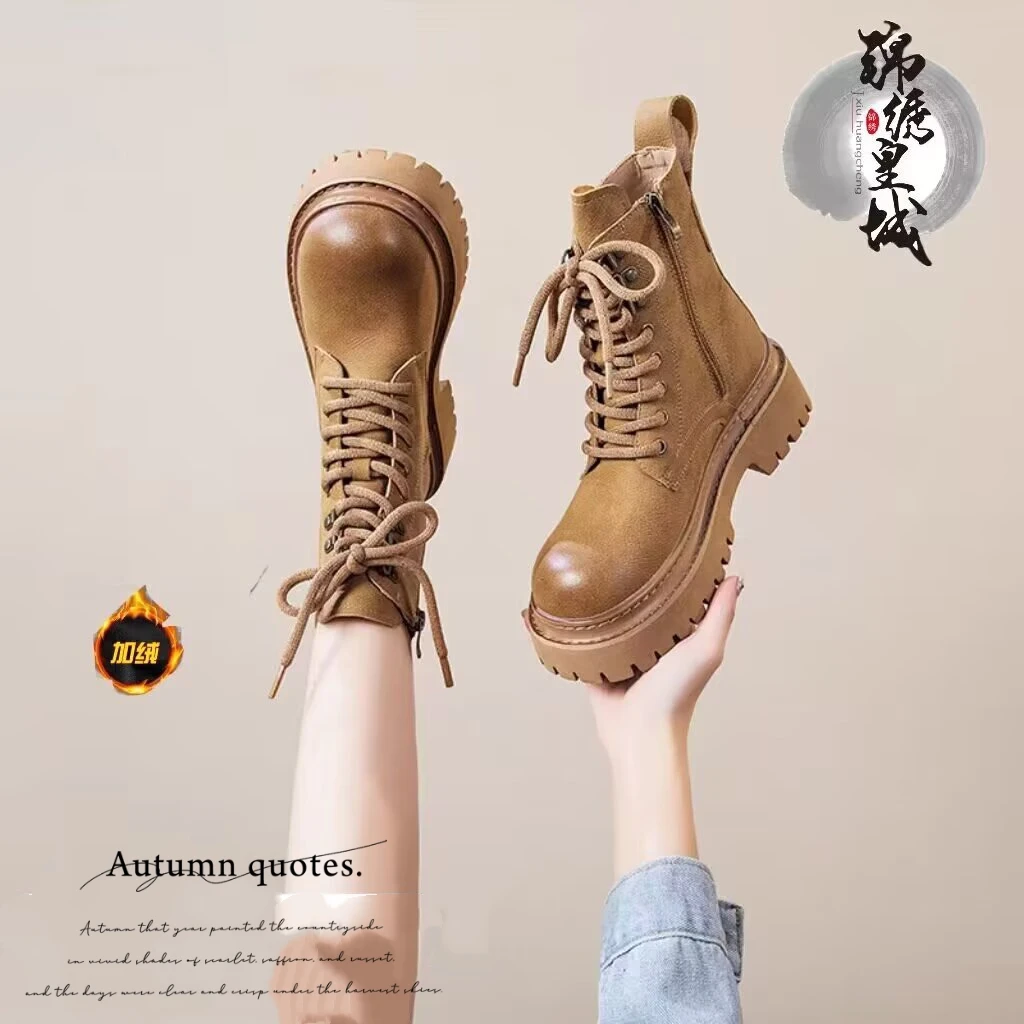 马丁靴女短靴2025新款秋冬复古时尚厚底百搭