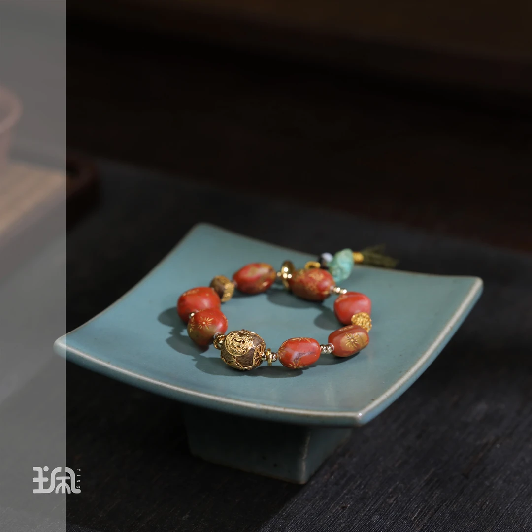 凝遥|南红*手串*18K金镶嵌LYC25021419多样性发其一