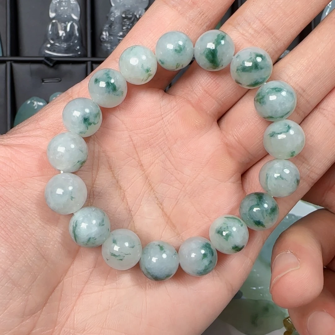 翡翠未镶嵌手串蓝花手串