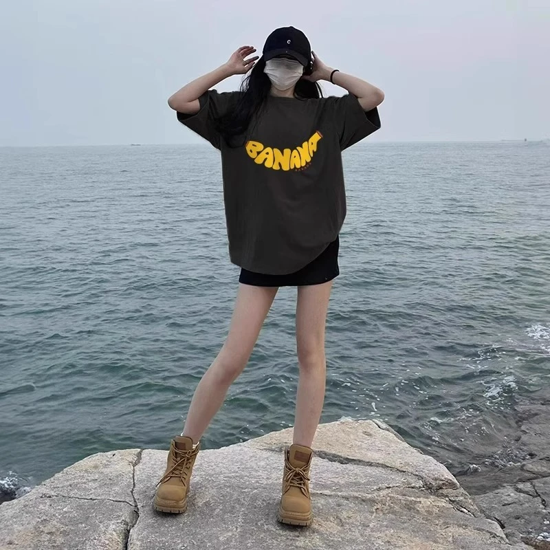 欧货潮牌大版短袖t恤女夏季爆款宽松纯棉设计感小众洋气显瘦上衣