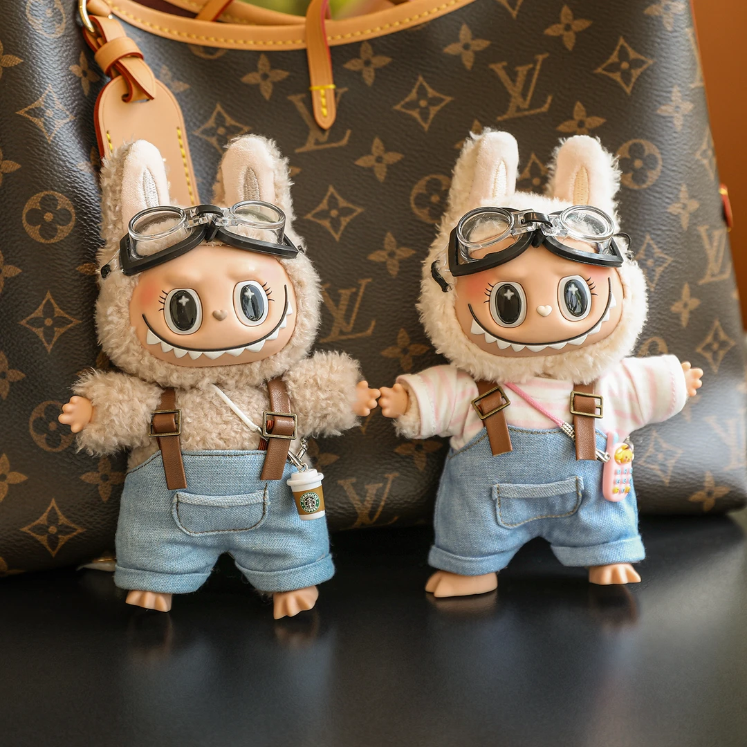 可爱拉布布labubu毛绒公仔miu挂件搪胶玩偶送女生礼物【娃+娃衣】