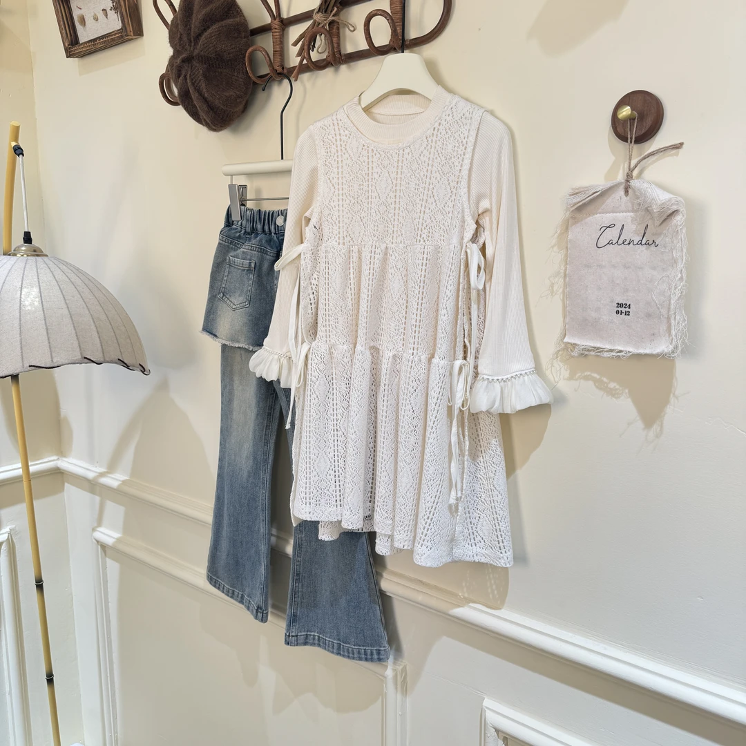 【Q0081】裙子打底衫两件套春季新款ins风纯色穿搭镂空百搭显瘦气质