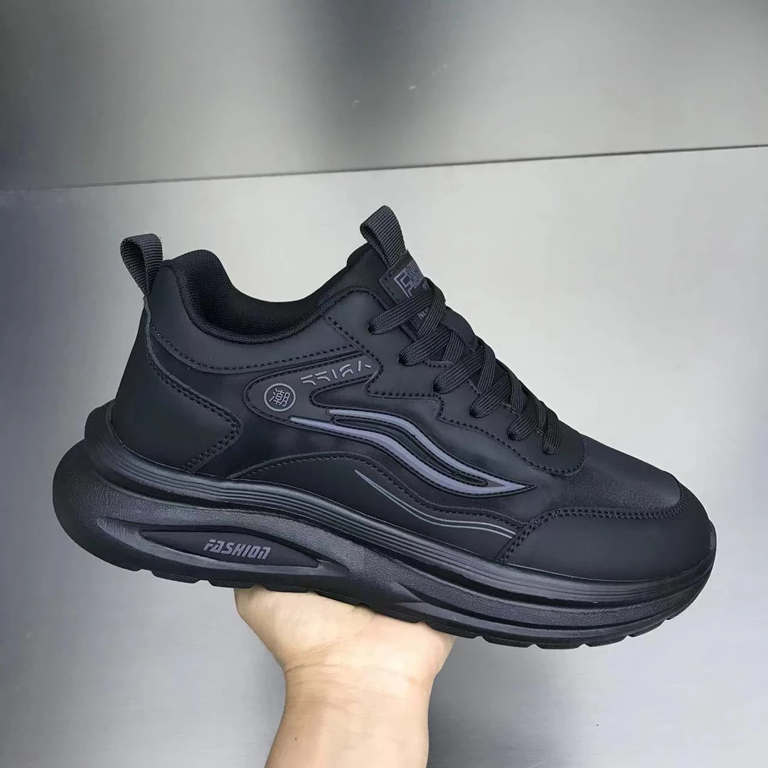 8803超纤男鞋系带 轻便韩版休闲鞋男士百搭舒适运动跑步鞋一脚蹬