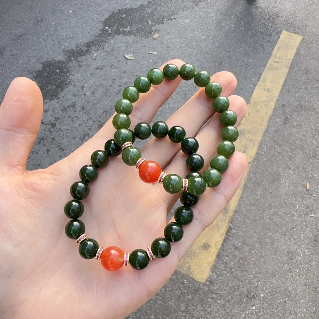 天然和田玉碧玉手串约9-10mm左右多样性拍一发一j