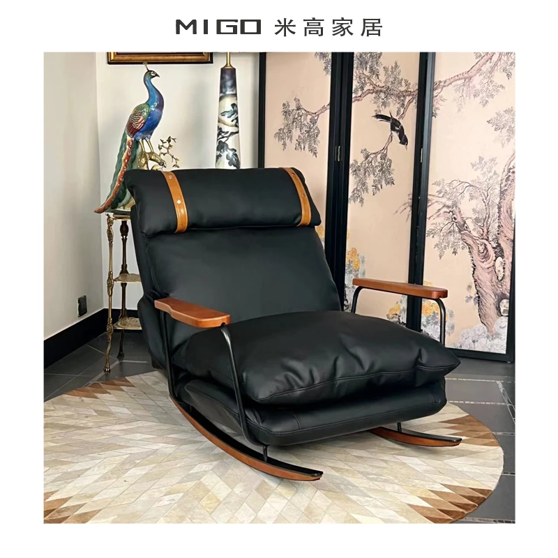 【米高家居】中古沙发椅法式复古摇摇椅躺设计师椅阳台懒人休闲椅