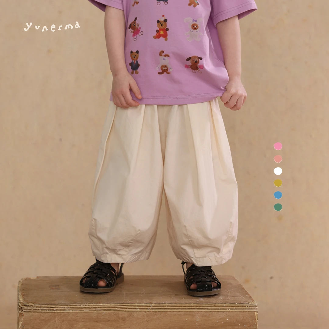 女童夏季经典百搭薄款9分气球裤 允儿妈2025新款纯棉防蚊裤休闲裤