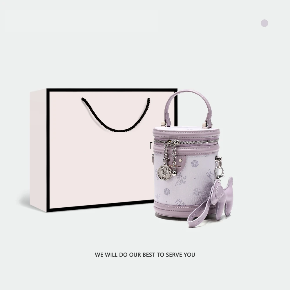 情人节礼物包包送女友印花发财桶水桶包女款2025新款链条斜挎女包