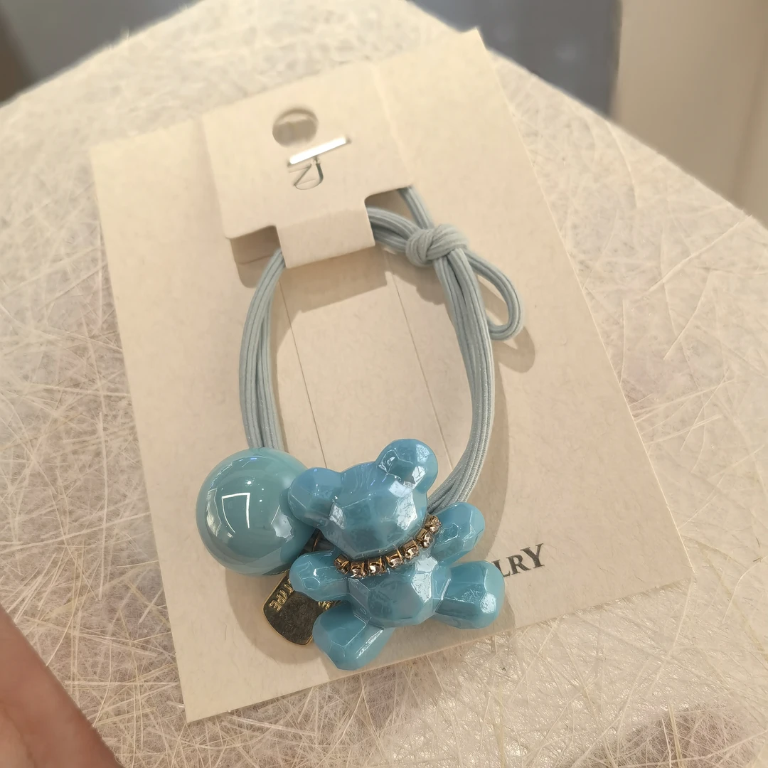 E037蓝色小熊单珠发绳