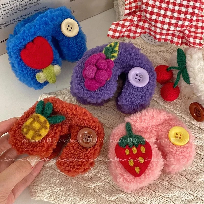 韩国可爱毛绒发夹发饰抓夹女高级感2024新款网红鲨鱼夹子头饰饰品