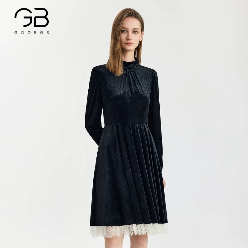 【谷邦L+ 】谷邦GOOBGS 丝绒收腰连衣裙 G4341457-6