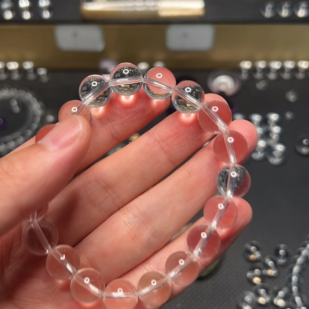 水晶手链未镶嵌糖*爆白水晶10mm全净体圆珠手链