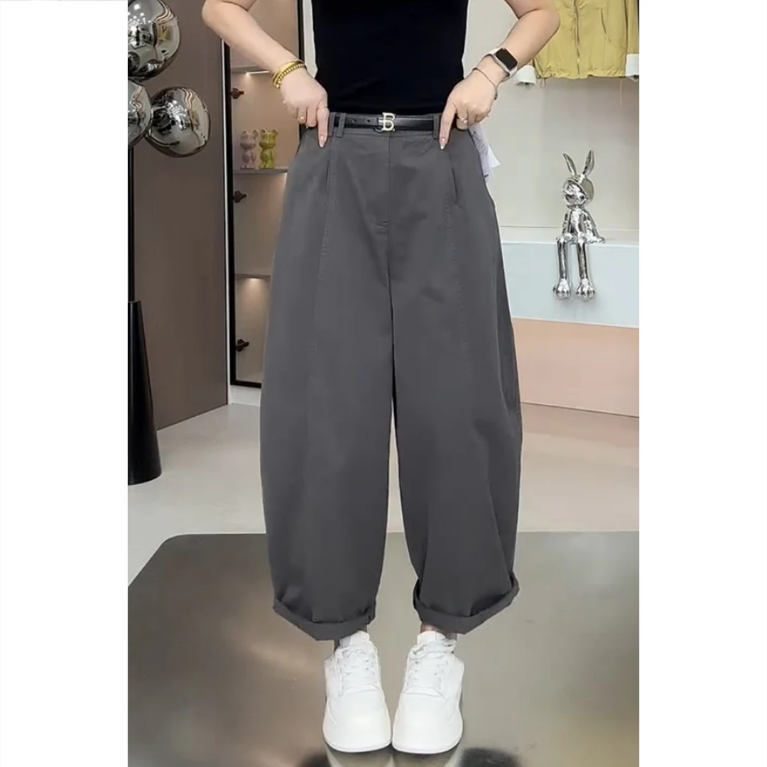 艾塔莉秋季女新款宽松休闲裤百搭大码阔腿裤子遮肉显瘦韩版灯笼裤