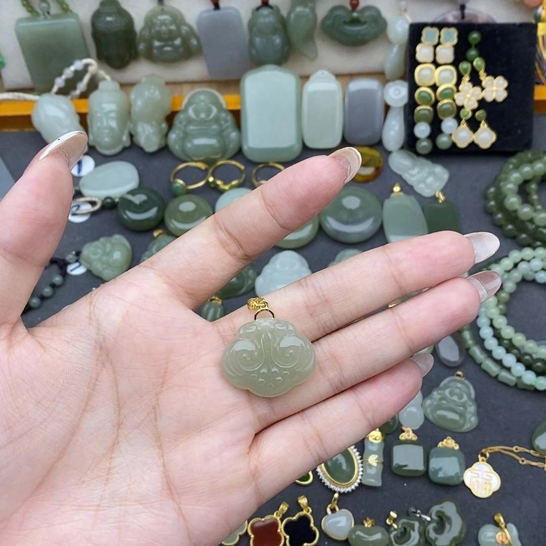 吊坠(不含链)银S925镶嵌和田玉