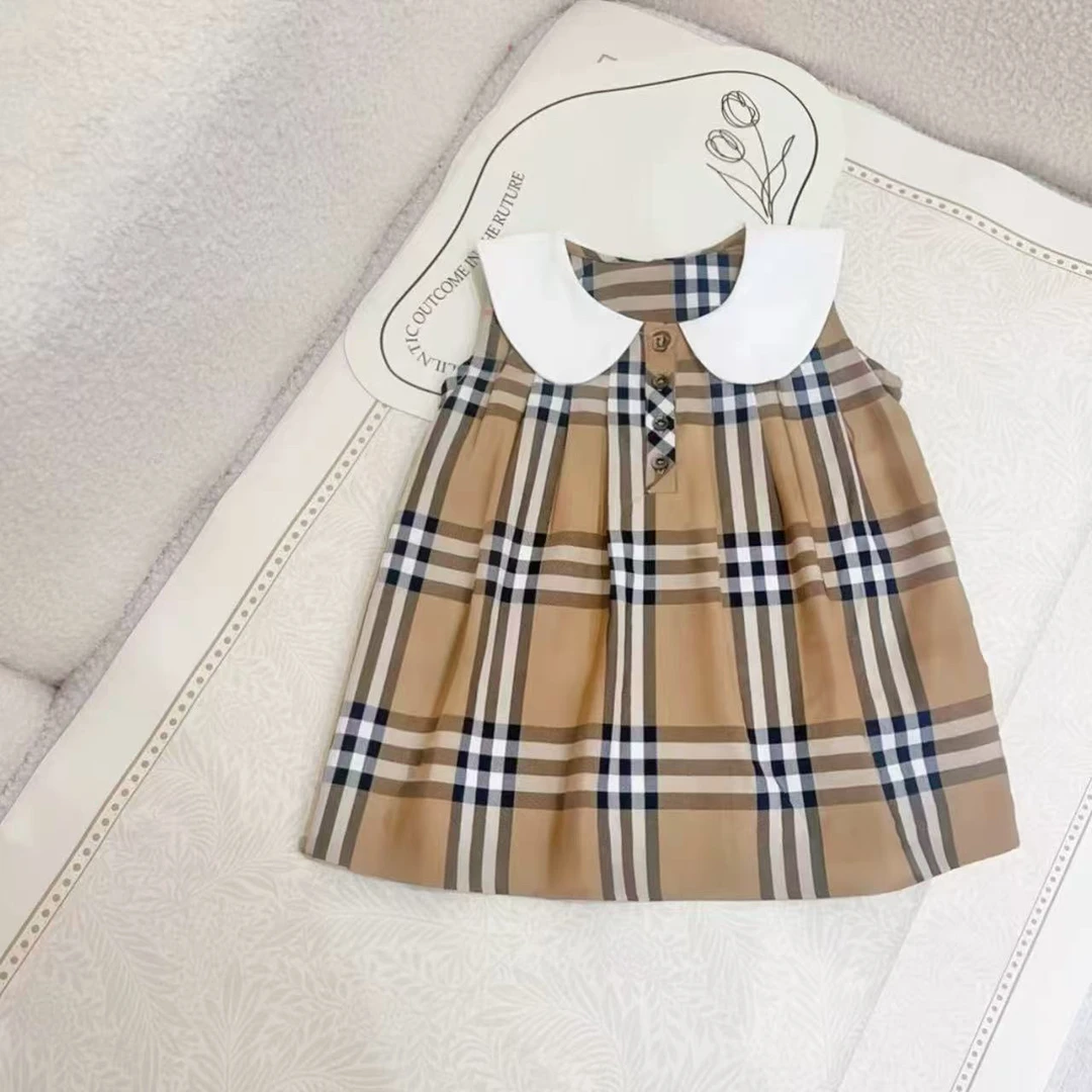 【大小时光】高定系列 女童娃娃连衣裙英伦风格子裙
