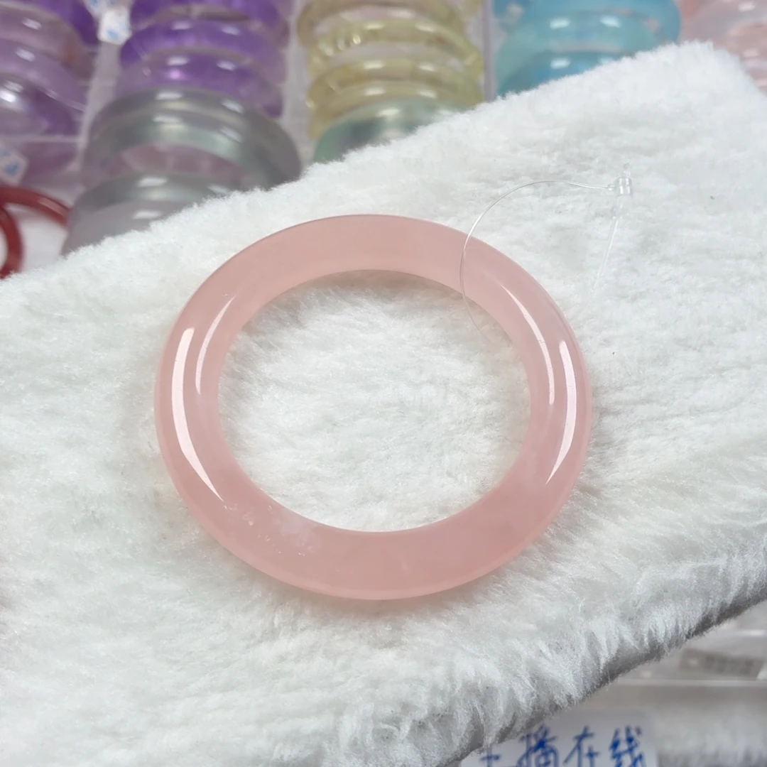 水晶手镯未镶嵌小*酱54蜜桃粉福利