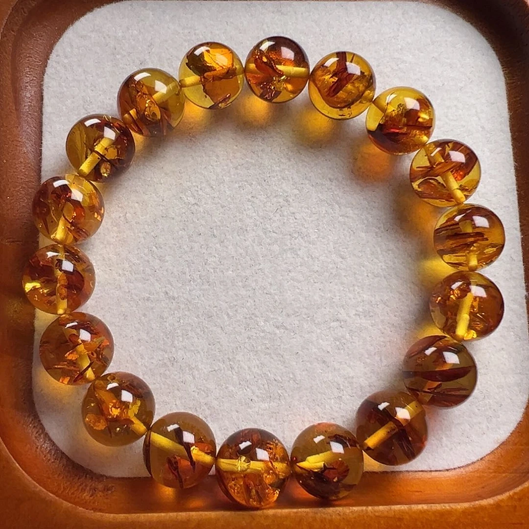 手串琥珀（花珀）未镶嵌圆珠手串