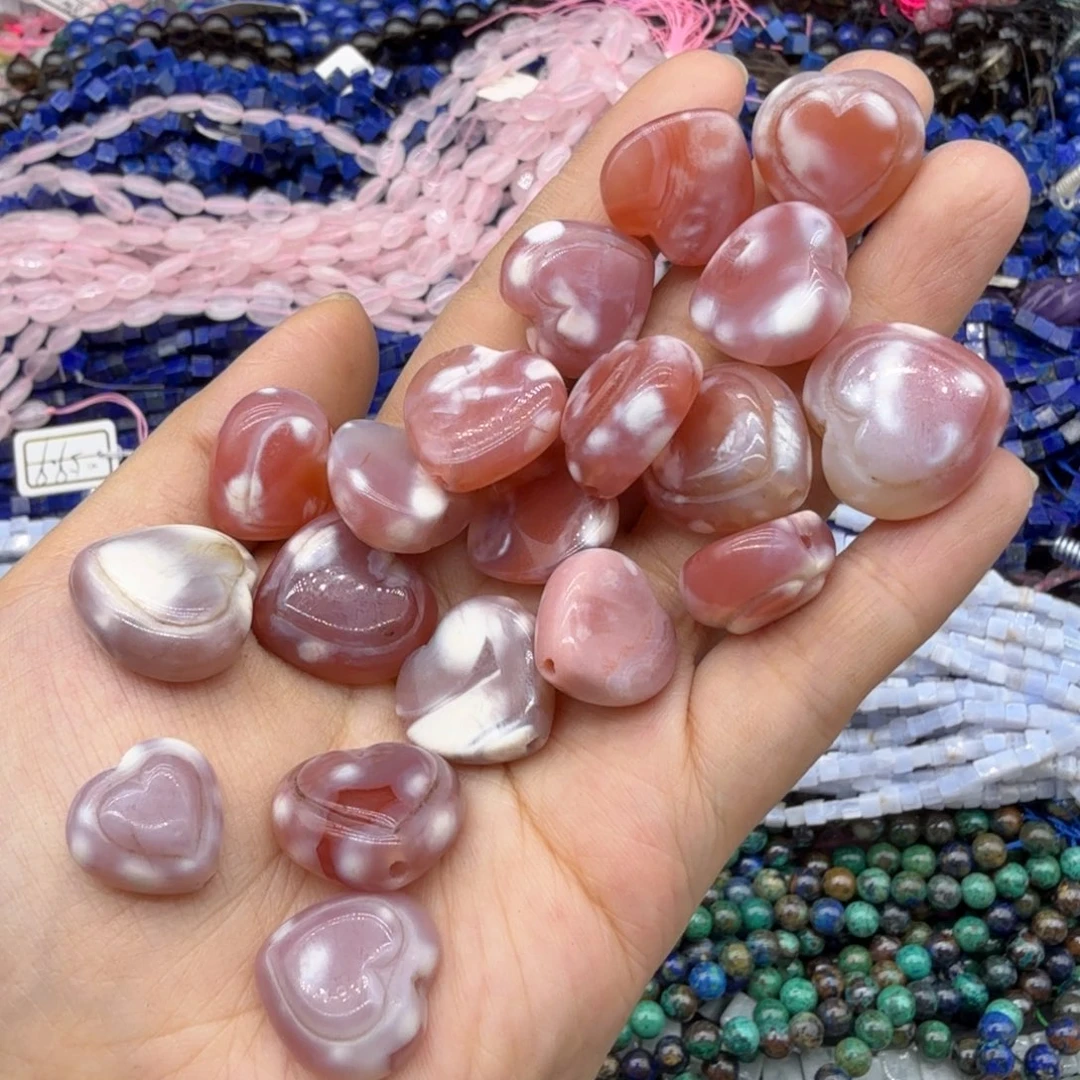 水晶珠宝半成品未镶嵌奶皮玛恼桃心（3颗）