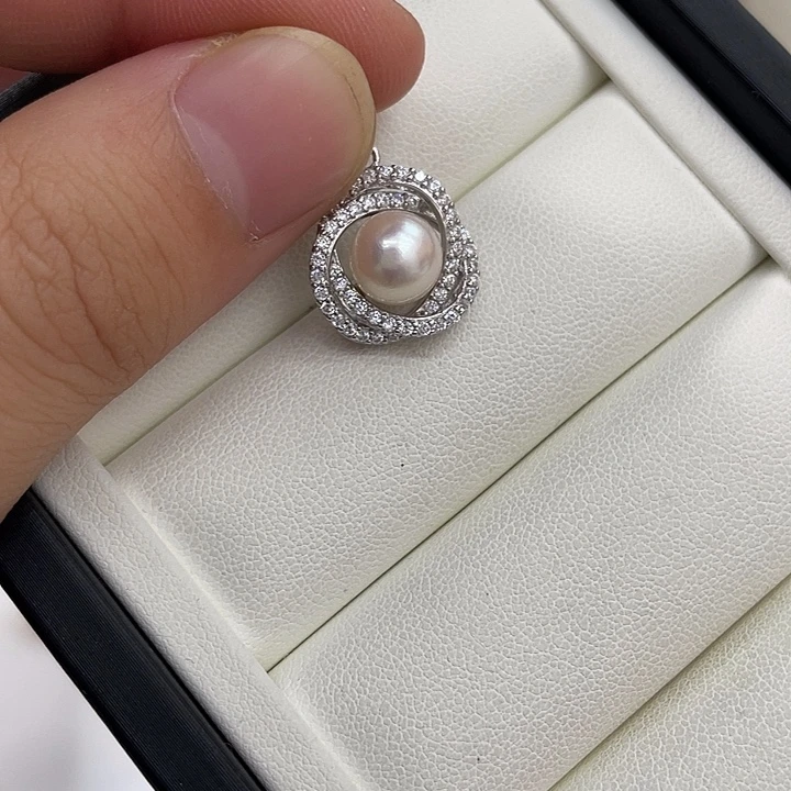 银S925镶嵌海水珍珠吊坠(不含链)