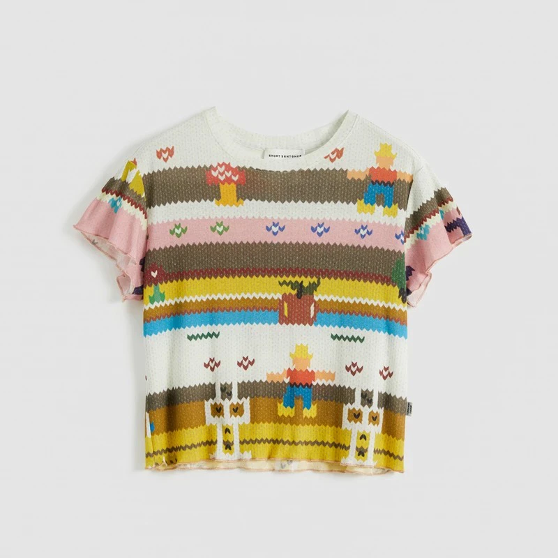 【新品】SHORT SENTENCE短句25春设计师款仿毛衣印花修身T恤