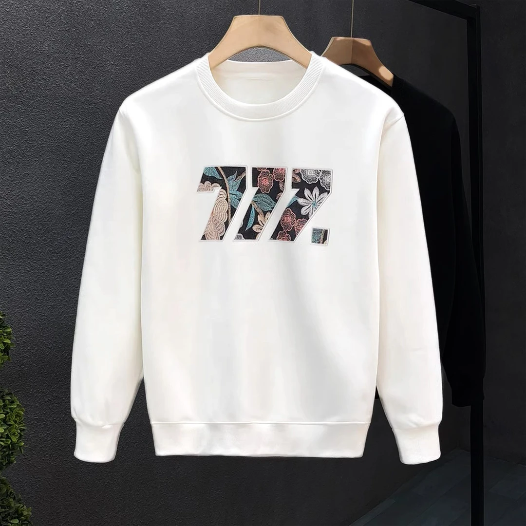 郎的加绒加厚卫衣男2024新款秋冬季男士圆领印花长袖t恤秋装上衣