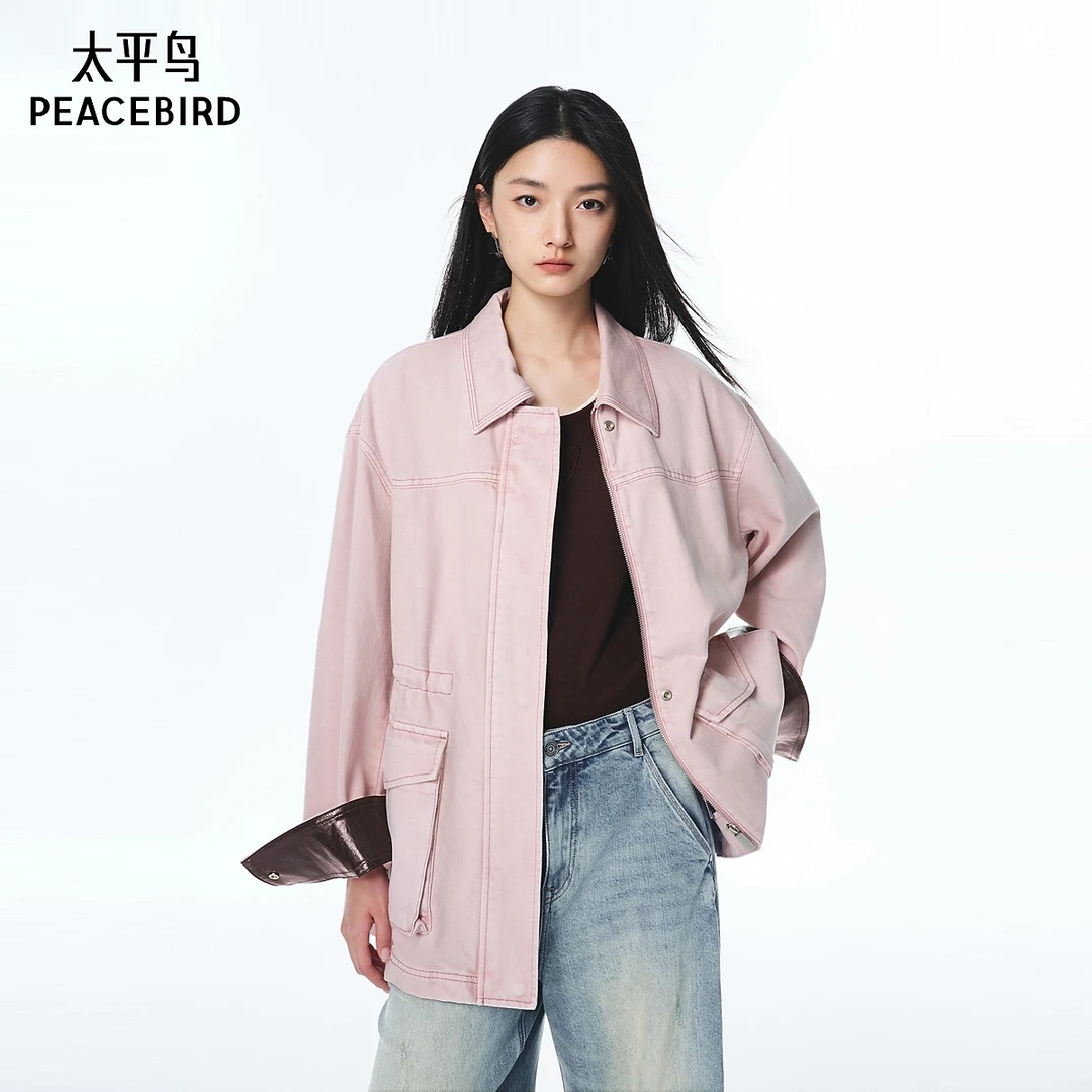 【商场同款】太平鸟巴恩风猎装夹克25尘粉色短外套女A1BBF3521