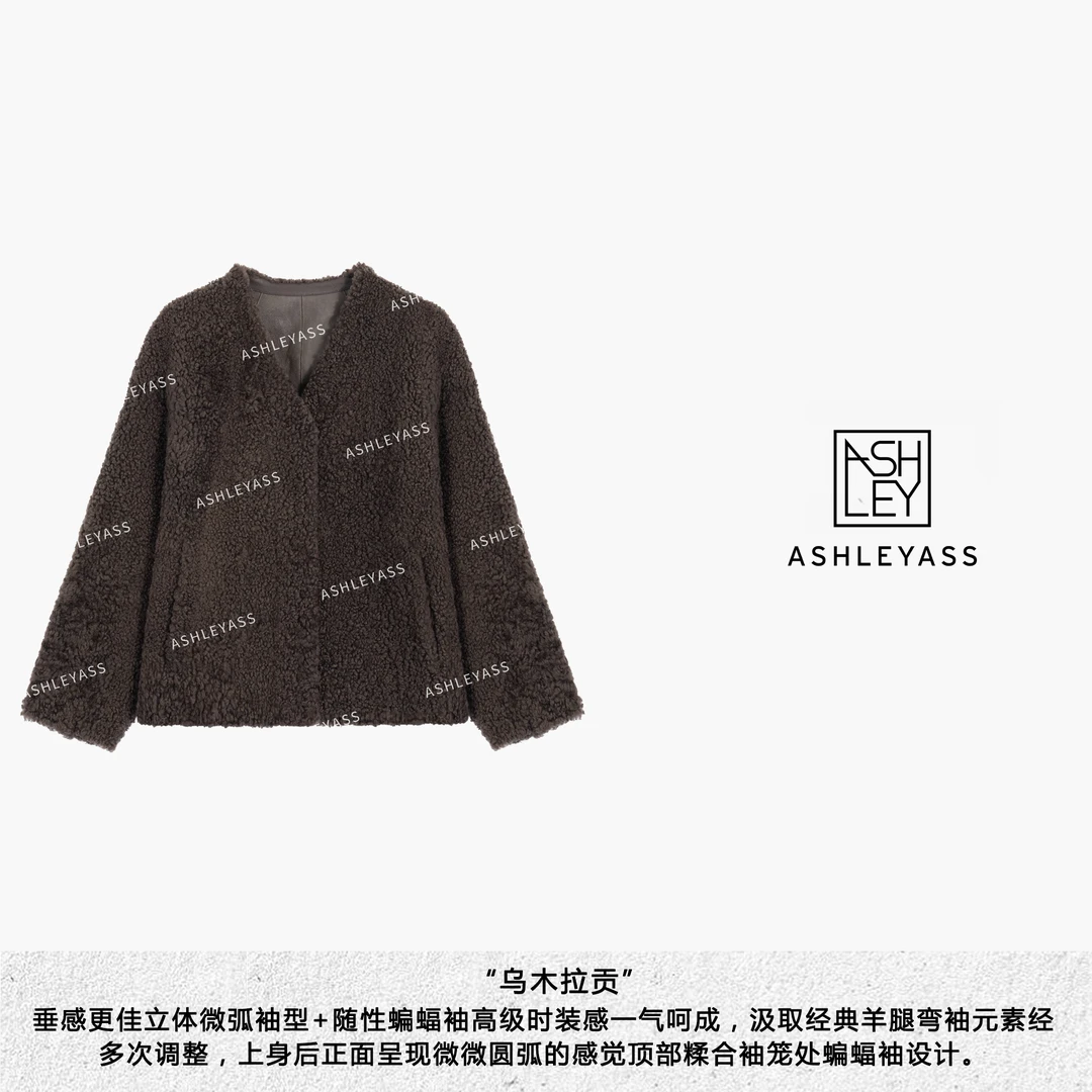 ashleyass"乌木拉贡"alcon皮毛一体小胎羊皮乌木色LSS241644W