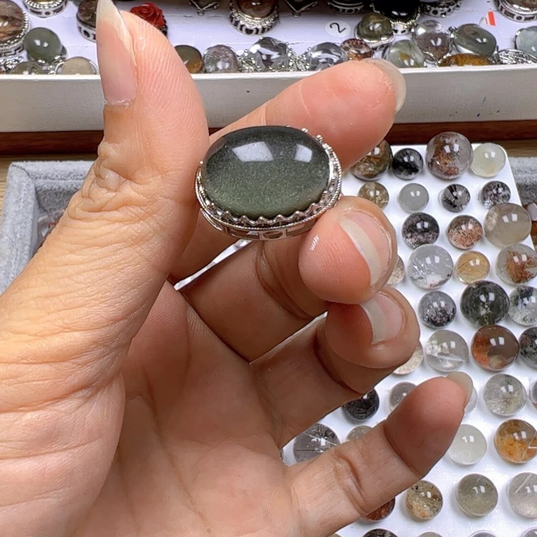 七***灰水晶手串银S925镶嵌