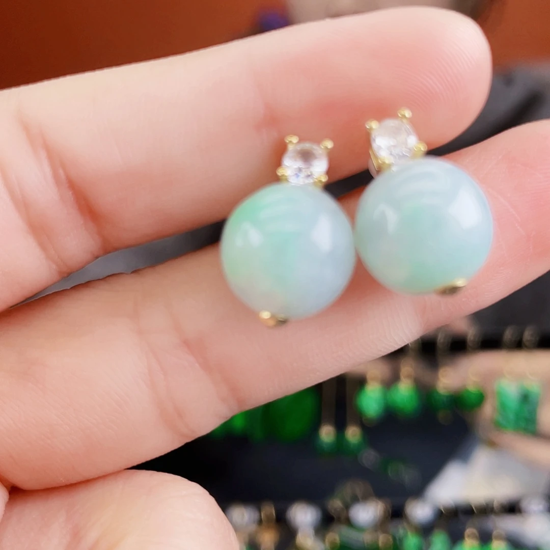 翡翠未镶嵌耳饰饰品