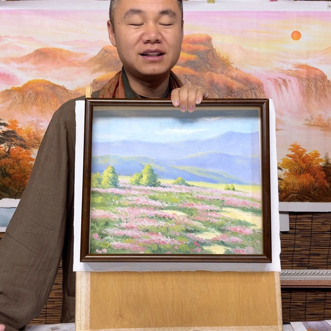 油画行路人小院绘画作品竞拍