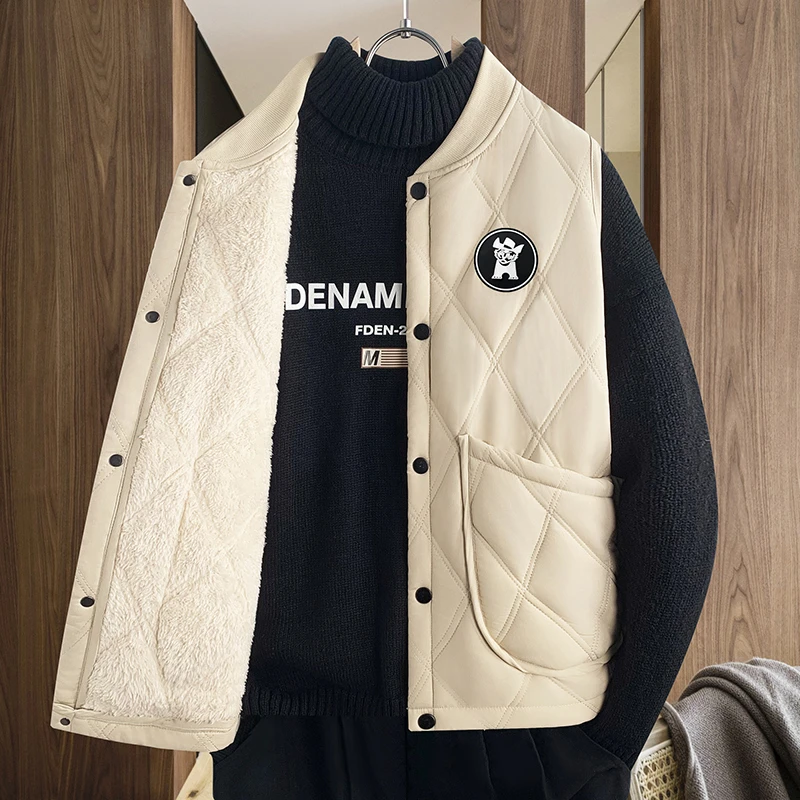 青少年冬季校服内搭保暖加绒加厚马甲初中学生大童男孩马夹内胆潮