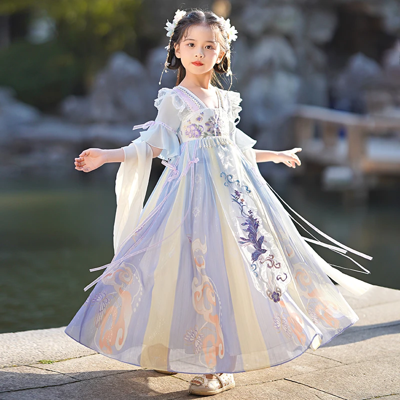 古风汉服夏季女童连衣裙2025新款小女孩夏款裙子儿童国风超仙唐装