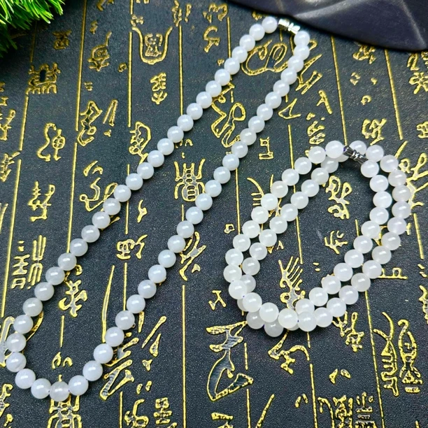 BY12和田玉烟紫妈妈链7mm+多样性发其一