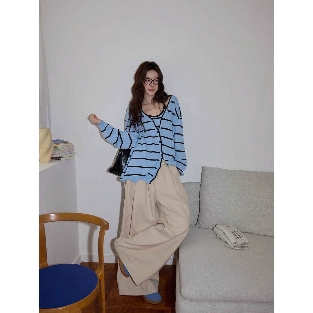 【吵吵家】慵懒高腰阔腿休闲西裤子女秋高级宽松垂感直筒拖地长裤