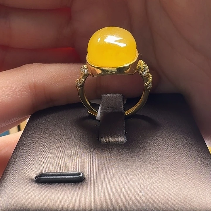 蜜蜡银S925镶嵌戒指戒指